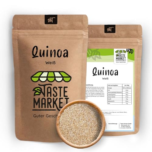 1 kg Quinoa – weiß – Pseudogetreide - glutenfrei & naturbelassen - Quinoa-Samen - Taste Market von TASTE MARKET Guter Geschmack