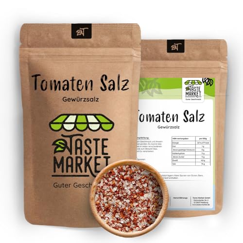 1 kg Tomaten Salz - Gewürzsalz - Meersalz & Tomaten - Gewürzzubereitung - ohne Konservierungsmittel und Zusätze - Taste Market von TASTE MARKET Guter Geschmack