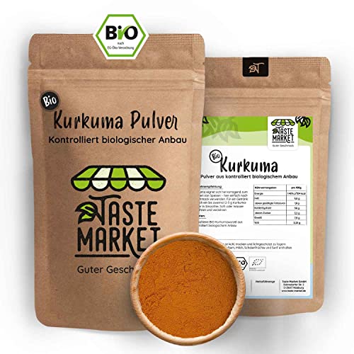 100 g BIO Kurkuma Pulver | gemahlen | Curcuma | Gewürz | Kurkuma Wurzel von TASTE MARKET Guter Geschmack