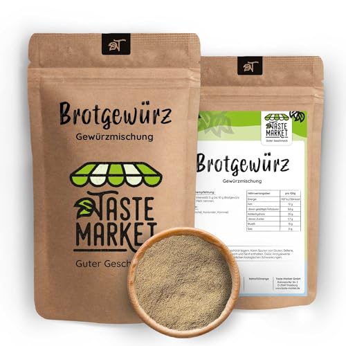 2 kg Brotgewürz gemahlen - Gewürzmischung für Brot – fein gemahlen – vier Gewürze – Anis, Kümmel, Fenchel, Koriander – Brotbacken von TASTE MARKET Guter Geschmack