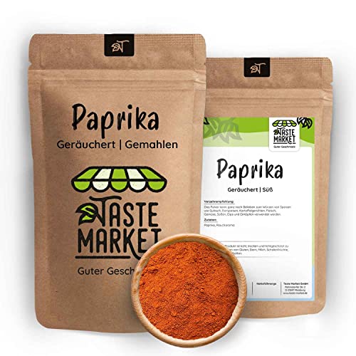 2 kg Paprika geräuchert | Paprikapulver smoked süß | Gewürz | geräuchert & gemahlen von TASTE MARKET Guter Geschmack