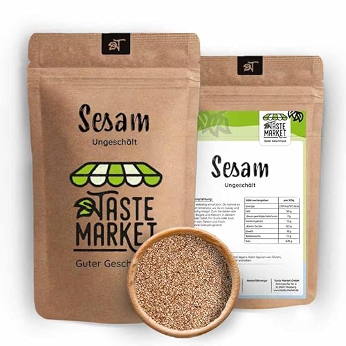 2 kg Sesam weiß ungeschält – Sesamsamen – natürlich – Sesam mit Schale – Taste Market von TASTE MARKET Guter Geschmack