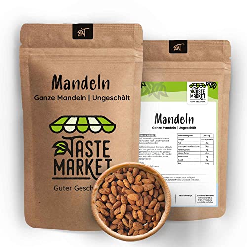 200 g Mandeln ganz | ungeschält | naturbelassen | intensives nussiges Mandelaroma | knackig im Biss 200 g Mandeln ganz | ungeschält | naturbelassen | intensives nussiges Mandelaroma | knackig im Biss von TASTE MARKET Guter Geschmack