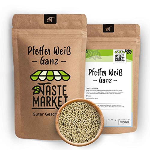 200 g Pfeffer weiß ganz | weißer ganzer Pfeffer | Pfefferkörner | Gewürz | Pfefferbeeren von TASTE MARKET Guter Geschmack
