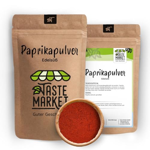 2x1 kg Paprika Pulver edelsüß | 80A Qualität | Paprika Pulver 100% Qualität | Delikatess Paprika von TASTE MARKET Guter Geschmack