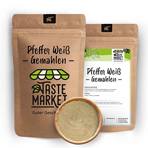 5 kg Pfeffer weiß gemahlen | Pulver | Gewürz | weiße Pfefferkörner gemahlen | Universalgewürz | weißer gemahlener Pfeffer von TASTE MARKET Guter Geschmack