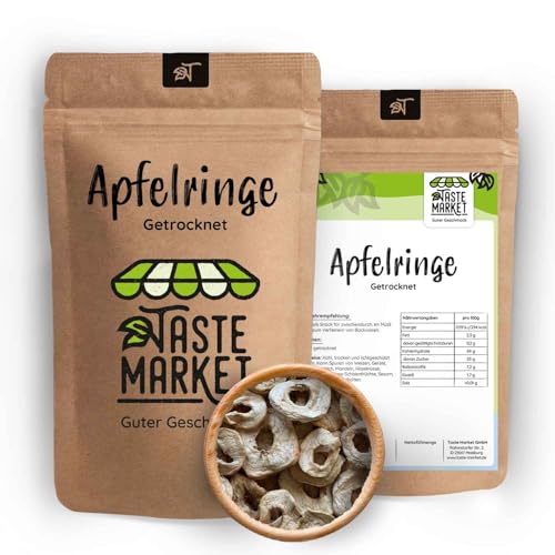 Apfelringe getrocknet 250 g ohne Schwefel 100% natürlich ungesüßt Ohne Zusätze getrocknete Äpfel von Taste Market von TASTE MARKET Guter Geschmack