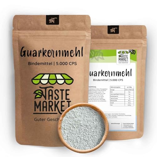 Guarkernmehl 1 kg 5000 CPS Bindekraft Guar Gum E412 Natürliches Verdickungsmittel Vegan Glutenfrei Bindemittel Taste Market von TASTE MARKET Guter Geschmack