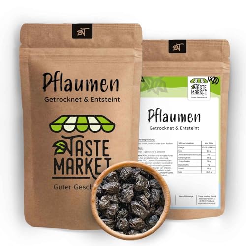 Pflaumen entsteint & getrocknet 500 g ganze Frucht französiche ungezuckerte Pflaumen ohne Stein & Zusätze von Taste Market von TASTE MARKET Guter Geschmack