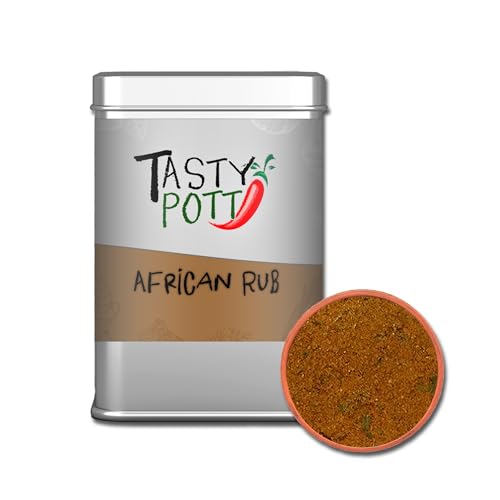 Tasty Pott African Rub | Grillgewürz | Gewürzmischung | Afrikanische Küche | Aromatisches Rub | Gewürz | Grillen 70g Dose von TASTY POTT