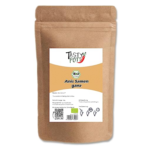 Tasty Pott Bio Anis Samen, ganz I Gewürz I Tee I Heilpflanze I Sternanis I Im Vorratsbeutel 100g von TASTY POTT