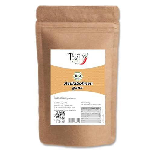Tasty Pott Bio Azukibohnen I Ganze Bohnen I Rote Bohen I Pflanzliches Eiweiß I Bohneneintopf I Proteine I Ballaststoffe I Im Beutel 1000g (3x1000g) von TASTY POTT