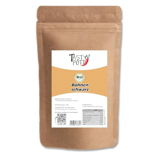 Tasty Pott Bio Bohnen schwarz I Getrocknet I Ganze Bohnen I Vegane Küche I Schwarze Bohnen I Für Bohnensalat und mehr I Im Beutel 1000g (2x1000g) von TASTY POTT