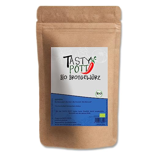 Tasty Pott Bio Brotgewürz 250 Gramm | Brot würzen | Kochen & Backen | Würzen & verfeinern | Bioprodukt Bioqualität | Vorteilspackung Nachfüllpackung von TASTY POTT