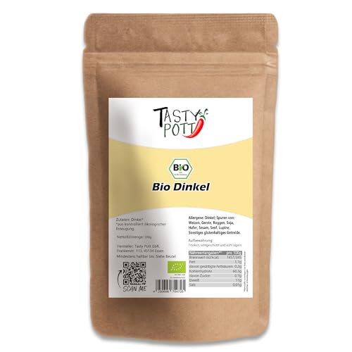 Tasty Pott Bio Dinkel I Dinkelkörner I Getreide I Vegane Küche I Getreidekörner I Backen I Vollkorn I Im Beutel 500g von TASTY POTT