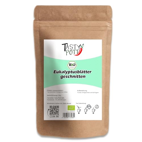 Tasty Pott Bio Eukalyptusblätter getrocknet und geschnitten I Eukalyptustee I Vegan I Erfrischender Tee I Aufguß I Kräutertee I Im Beutel 1000g Tasty Pott Bio Eukalyptusblätter getrocknet und geschnitten I Eukalyptustee I Vegan I Erfrischender Tee I Aufguß I Kräutertee I Im Beutel 1000g von TASTY POTT