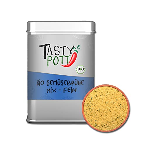 Tasty Pott Bio Gemüsebrühe Mix fein I Gemüsesuppe I Rinderbrühe I Gemüse Pulver I Gewürzmischung I Wintergewürze I Suppe I Eintopf I Gewürzdose von TASTY POTT