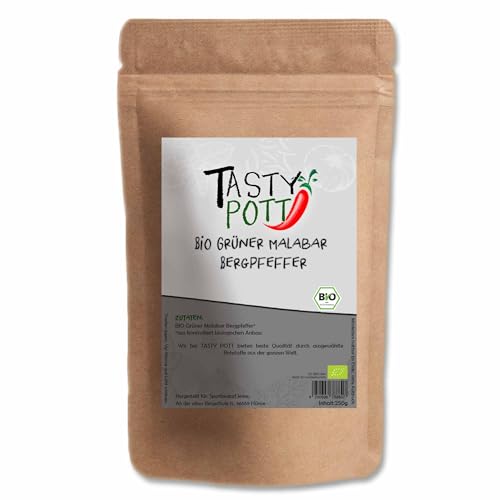 Tasty Pott Bio Grüner Malabar Bergpfeffer 1000 Gramm | pfeffrig Qualitätspfeffer | grüner Pfeffer Pfefferkörner Gewürz Geschmack | Nachfüllbeutel Vorteilspackung Tasty Pott Bio Grüner Malabar Bergpfeffer 1000 Gramm | pfeffrig Qualitätspfeffer | grüner Pfeffer Pfefferkörner Gewürz Geschmack | Nachfüllbeutel Vorteilspackung von TASTY POTT