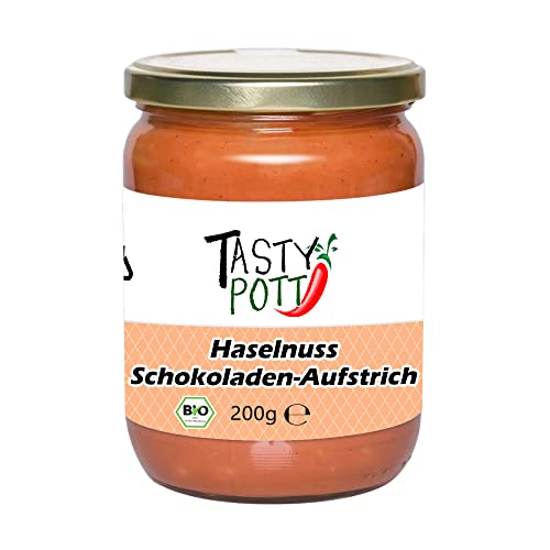 Tasty Pott Bio Haselnuss Schokoladen Aufstrich I Nussaufstrich I Haselnussmus I Kakaocreme I Brotaufstich I Kakaobutter I Im Glas 200g von TASTY POTT