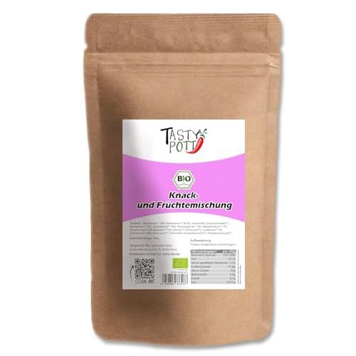 Tasty Pott Bio Knack- und Fruchtmischung I Nüsse I Trockenfrüchte I Nut-Mix I Veganer Snack I Knabbern I Crunchy Nussmischung I Im Beutel (1000g, Geschmacklos) von TASTY POTT