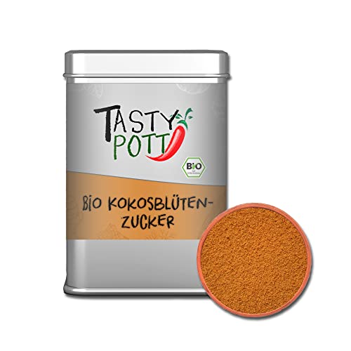 Tasty Pott Bio Kokosblütenzucker 100g I Zucker I Kokos I gemahlene Kokosblüten I Vegan I Zum Kochen und Backen I In der Dose von TASTY POTT