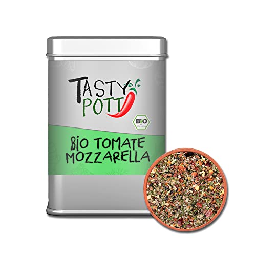 Tasty Pott Bio Kräutermischungen I Gewürzmischungen I Gewürze I Spices I Kräuter I Gemüse Mix I Gewürzstreuer (Bio Tomate Mozarella Würze 80g) von TASTY POTT