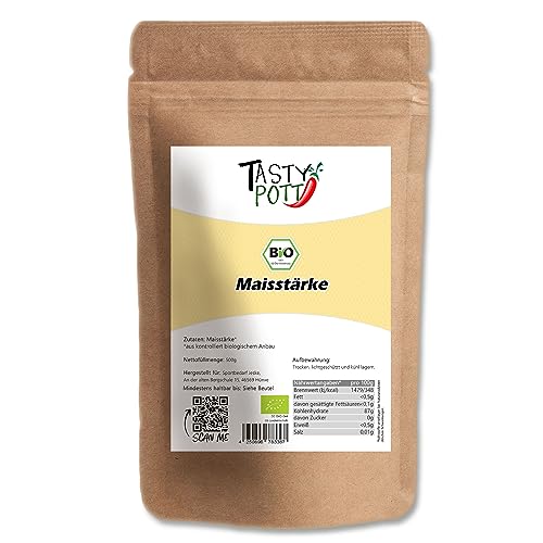 Tasty Pott Bio Maisstärke 500g | Natürliches Verdickungsmittel | Kochen und Backen | Glutenfrei Mehlersatz | Vielseitige Küchenhilfe | Suppen Saucen und Desserts von TASTY POTT