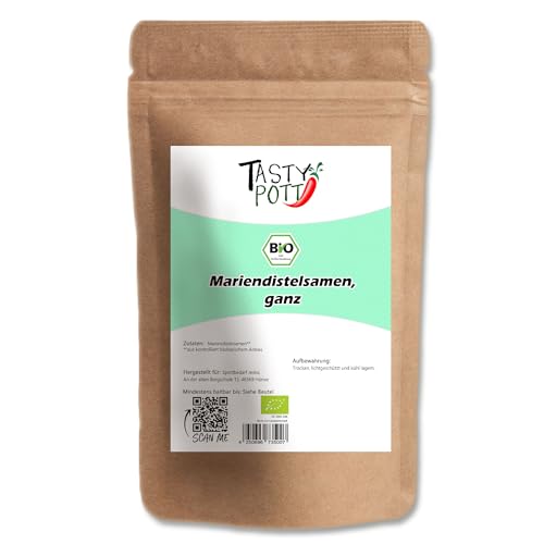 Tasty Pott Bio Mariendistelsamen ganz I Distelsamen I Tee kochen I Mariendistel I Kräutertee I Teekräuter I Für Aufgüsse und Tinkturen I Heilkunde I Naturprodukt I Im Beutel I 500g (2x500g) von TASTY POTT