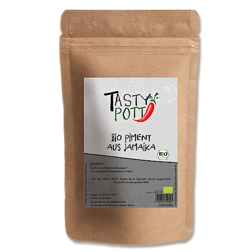 Tasty Pott Bio Piment (ganz) aus Jamaika 250g Beutel | Gewürze & Kochen | Geschmack Genuss | pfeffrig intensiv | Qualität Bio hochwertig | Vorteilspackung Vorratsbeutel von TASTY POTT