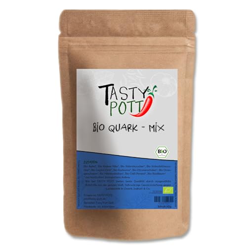 Tasty Pott Bio Quark Mix | Quarkgewürz | Gewürzmischung | Mit Apfel | Aromatische Kräuter | Mit Kako Nibs | Mit Zimt und Chili | Würzig-süß - 30g Beutel von TASTY POTT