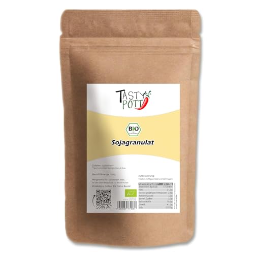 Tasty Pott Bio Sojagranulat I Sojabohnen getoastet und geschrotet I Vegane Bolognese I Fleischalternative I Müsli Zutat I Soya I Granulat Soja I Im Beutel 1000g (2x1000g) von TASTY POTT
