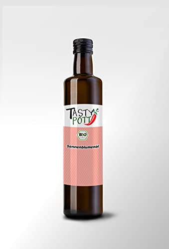 Tasty Pott Bio Sonnenblumenkernöl - kaltgepresst I Speiseöl I Vegane Küche I Zum Braten Grillen und Backen I Gepresse Sonnenblumenkerne I Öl I Oil I In der Flasche I 500ml von TASTY POTT