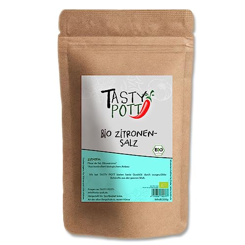 Tasty Pott Bio Zitronensalz 250g Beutel | Salz salzig | Kochen Würzen | Geschmack Genuss | Aroma Zitrone Citrus | Qualität Bio hochwertig besonders | Vorteilsbeutel Vorratspackung von TASTY POTT