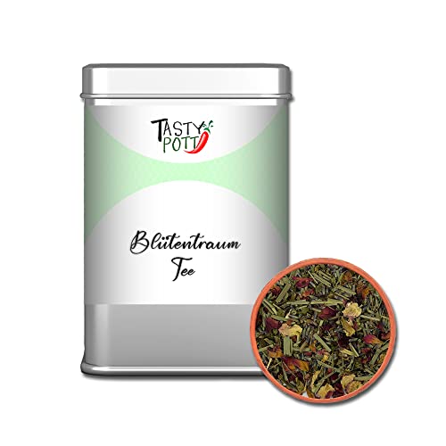 Tasty Pott Blütentraum Tee I Teeblüten I Lavendel I Rosenblüten I Melissenblätter I Aromatisch I Duftend I In der Dose (Blütentraum Tee 20g) von TASTY POTT