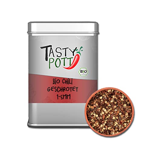 Tasty Pott Chili Gewürze I Gewürzmischungen I Spicy I Scharfe Gewürze I Spices I Chilis I Chilipulver I Pikante Küche (Bio Chili mit Saat - geschrotet 60g) von TASTY POTT