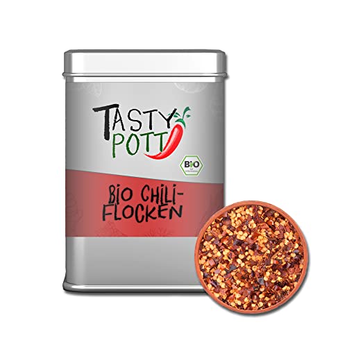 Tasty Pott Chili Gewürze I Gewürzmischungen I Spicy I Scharfe Gewürze I Spices I Chilis I Chilipulver I Pikante Küche (Bio Chiliflocken 50g) von TASTY POTT