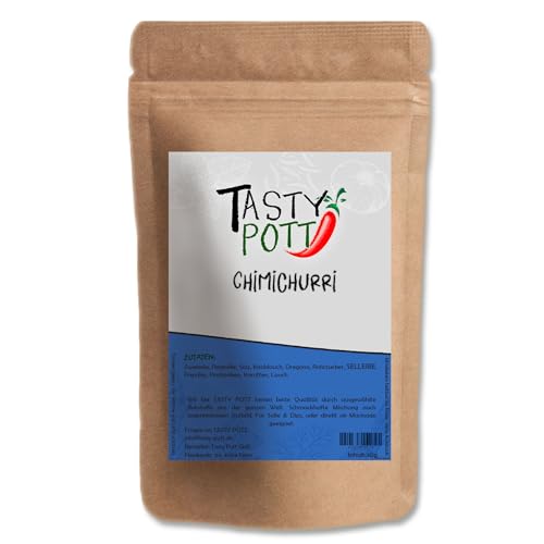 Tasty Pott Chimichuri Probiergröße | Gewürz | Argentinische Gewürzmischung | Südamerikanische Küche | Als Marinade | Würzen | Mit Zwiebeln Paprika und Pastinaken | 30g von TASTY POTT