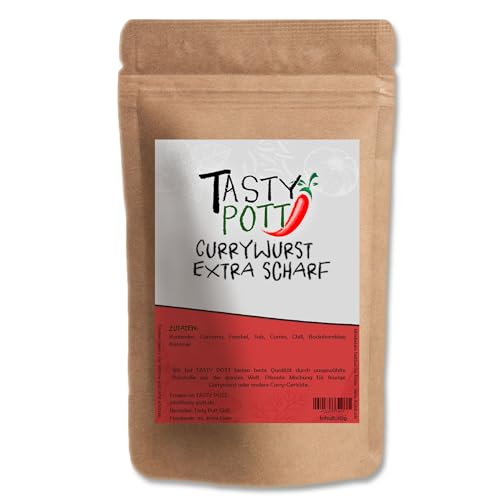 Tasty Pott Currywurst – extra scharf - Beutel | Currygewürz | Gewürzmischung | Mit Koriander | Für Currysoße | Gewürz | Mit Kurkuma Chili und Kümmel | Pikante Mischung 30g von TASTY POTT
