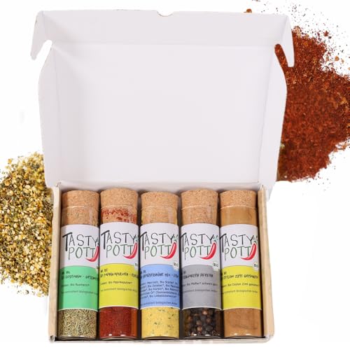 Tasty Pott Dank-Box I Beliebte Gewürze I Gewürz-Set I Geschenk Idee für Familie und Freunde I Würzig I Spices I Geschenk fertig I Gewürz im Glas I Geschenk Set (Beliebte Gewürze, Vielen Dank!) von TASTY POTT