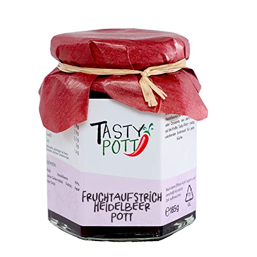 Tasty Pott Fruchtaufstriche I Fruchtig-süße Auswahl I Verschiedene Aufstriche I Handgemacht I Erdbeeren I Heidelbeeren I Kirschen I Mango (Heidelbeer Pott) von TASTY POTT