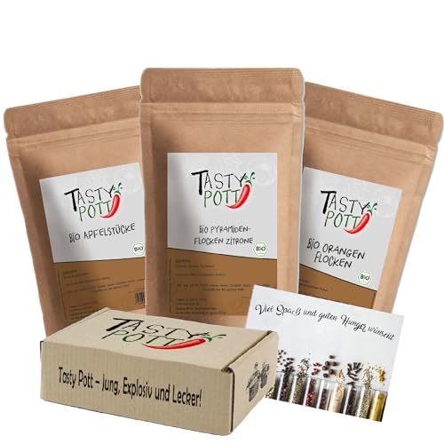 Tasty Pott Gewürzboxen - Verschiedene Gewürzsets | Gewürze | Würzöl | Geschenkidee | Spices | Gewürzmischungen | Karte (Tasty Pott Bio Frucht-Box 750g) von TASTY POTT