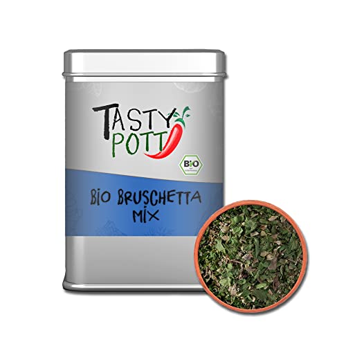 Tasty Pott Gewürzmischungen 1 I Gewürze I Spices I Kräutermischungen I Kräuter I Würzen I Gewürzpulver (Bio Bruschetta Mix ohne Knoblauch 90g) von TASTY POTT