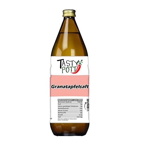 Tasty Pott Granatapfel Direktsaft aus 100% Muttersaft I Veganer Fruchtsaft I Naturtrüb I Granatapfelsaft I Saft I Granatäpfel Vitamin C I Glasflasche 1000ml von TASTY POTT