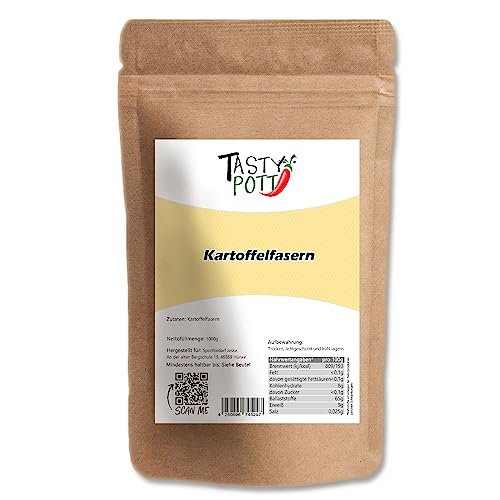 Tasty Pott Kartoffelfasern I Ballaststoffhaltige Fasern aus Kartoffeln I Vegane Ernärhung I Natürliches Bindemittel I Kartoffelmehl zum Backen und Kochen I Im Beutel 1000g von TASTY POTT