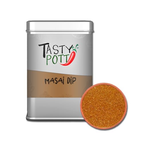 Tasty Pott Masai Dip | Afrikanische Gewürzmischung | Gewürze | Mit Tomatenflocken | Chili | Rohrzucker | Aromatische Mischung | 70g Dose von TASTY POTT