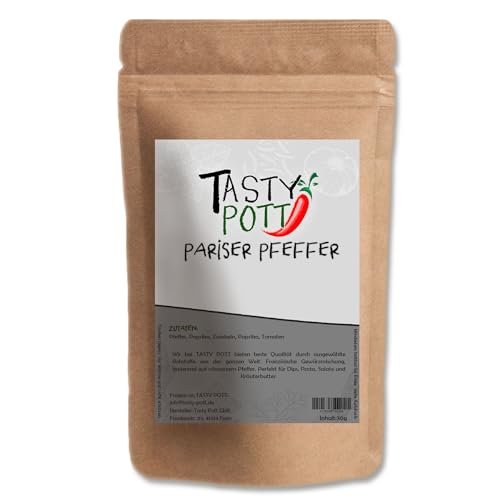 Tasty Pott Pariser Pfeffer Mix Probiergröße | Gewürzmischung | Gewürz | Französische Küche | Pepper | Natürlich würzig | Geschmacksintensiv | Kleiner 30g Beutel von TASTY POTT