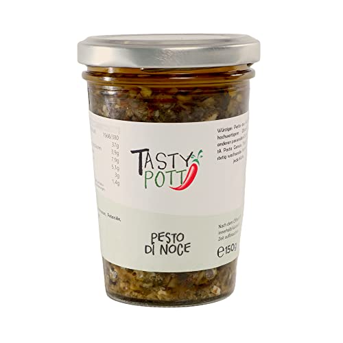 Tasty Pott Pesto I Handgemacht I Im Glas I Verschiedene Sorten I Walnusspesto I Tomatenpesto I Kräuter I Italienische Küche I Grüne Soße I Rote Sauce I Zu Nudeln I (Pesto di Noce) von TASTY POTT