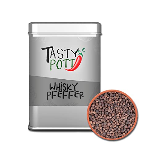 Tasty Pott Pfeffer Sortiment I Pfefferkörner I Feinkost I Spezialitäten I Pepper I Pfefferschoten I Gewürze I Gewürzmischungen (Whisky Pfeffer I Alk. <1% Vol. 50g) von TASTY POTT