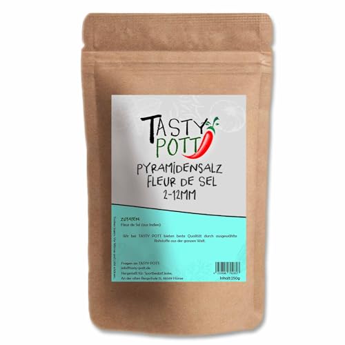 Tasty Pott Pyramidenflocken Fleur de Sel 250g Beutel | Salz salzig besonderes Salz | hochwertig Pyramiden Salz | Steak Fleisch Gemüse | Kochen & Würzen | Vorteilspackung Vorratsbeutel von TASTY POTT