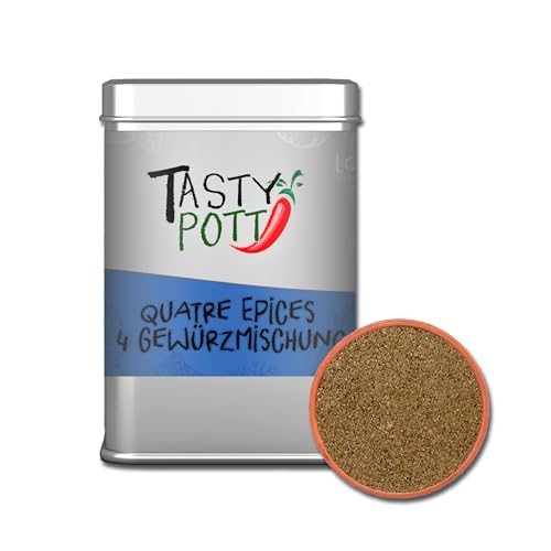 Tasty Pott Quatre Epices 4 Gewürzmischung | Gewürze | Französische Küche | Mit Muskat | Würzen | Nelken | Spices | 70g Dose von TASTY POTT